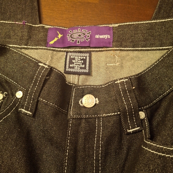 ADWYSD Purple Label Heavy Duty Black Denim Hiphop Baggy Jeans Unisex Size Large - Picture 5 of 16